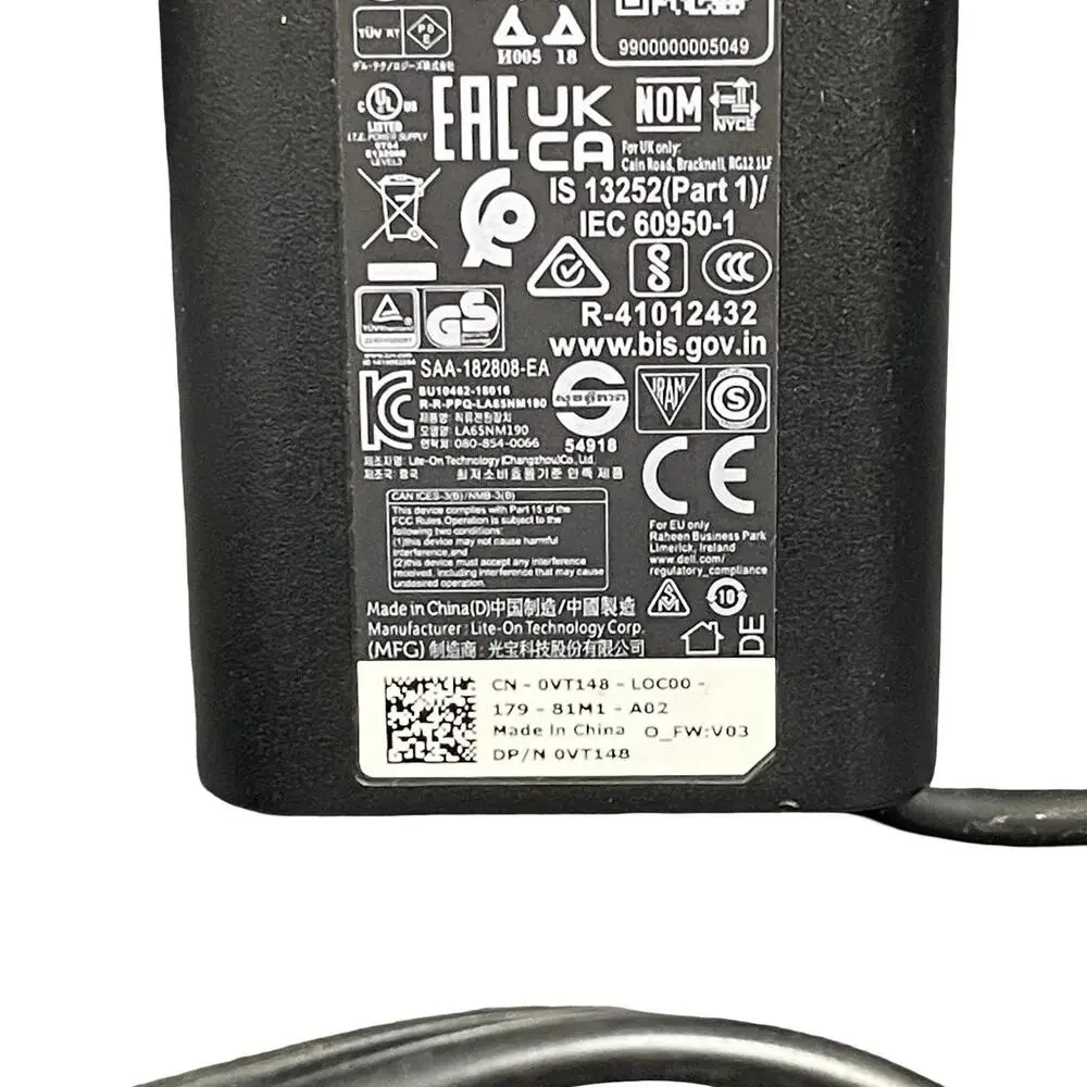 Genuine Dell 65W USB-C Laptop Charger AC Power Adapter Type C LA65NM190